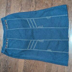 Laura Blue Denim Midi Skirt With Stone Pocket Detail Size 6